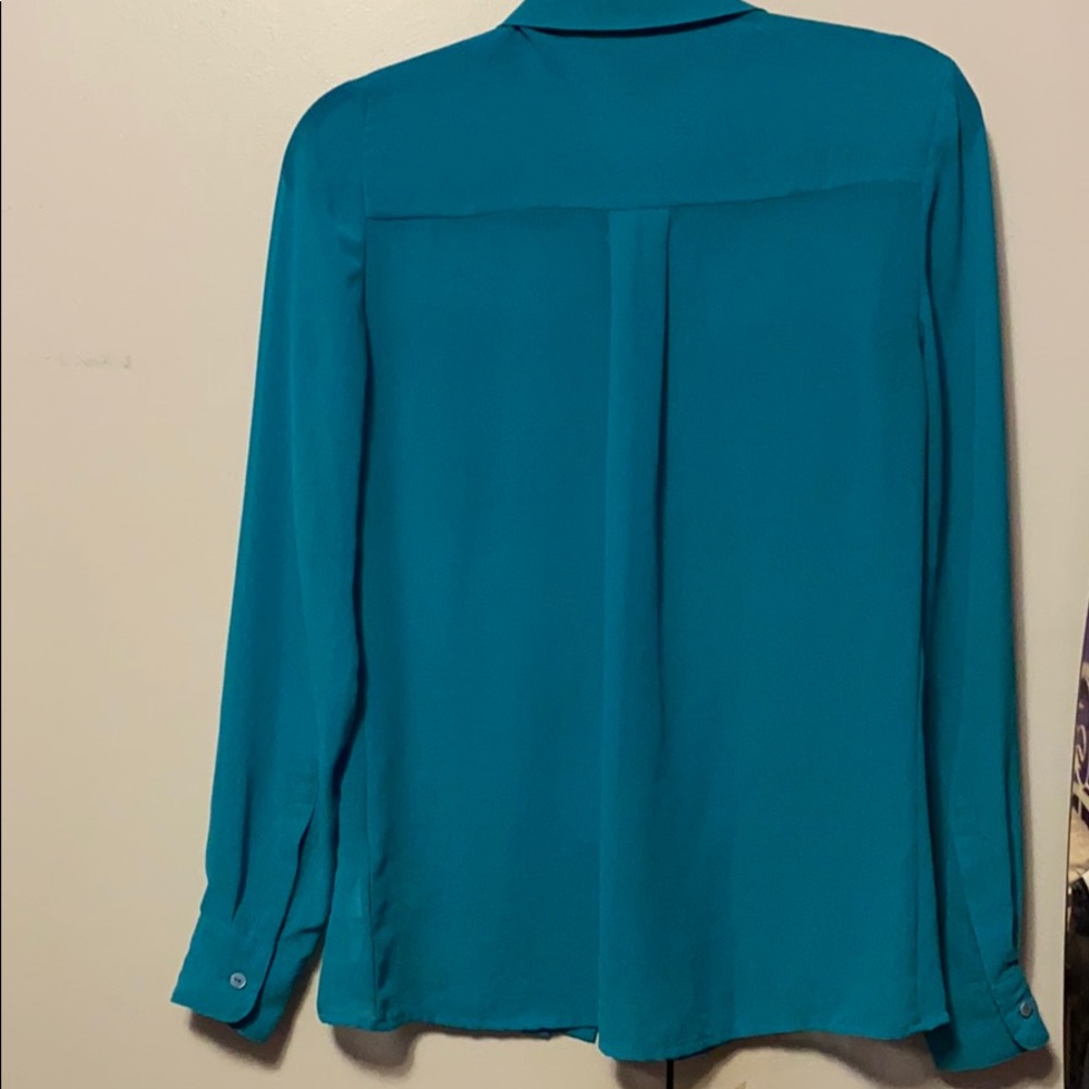 Turquoise button down blouse - Picture 2 of 3